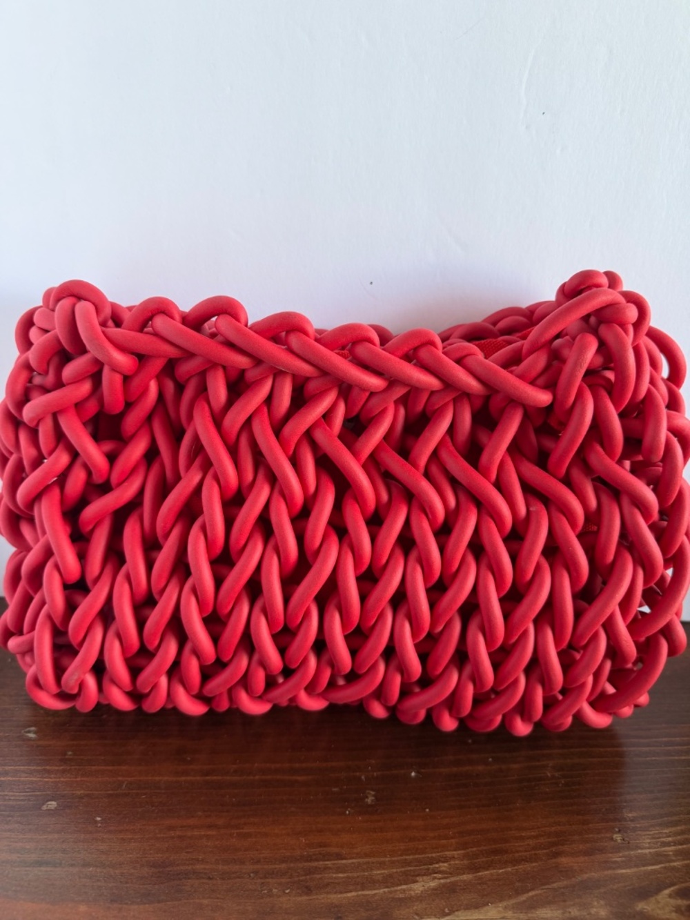 Designer Rosanna Contadini, Unusual Clutch Handbag Knitted From Neoprene Yarn